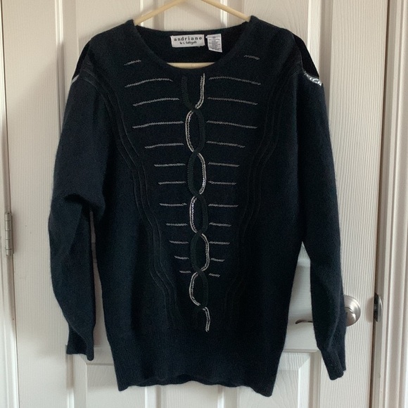 Andriano by i.fatigati Beaded lambswool embellished pullover size Medium Black - Picture 1 of 9